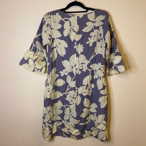 GAP Grey Yellow Floral Bell Sleeves Lined Shift Dress Women’s Size 4 - Picture 6 of 9